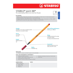 STABILO Point 88 Fineliners - 10 Assorted Colours