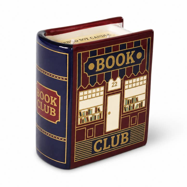 Half Moon Bay Book Lover Book Club book-shaped ceramic candle