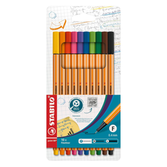 STABILO Point 88 Fineliners - 10 Assorted Colours