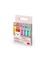 Legami Teddy's Style Mini Pastel Highlighters – Set of 6