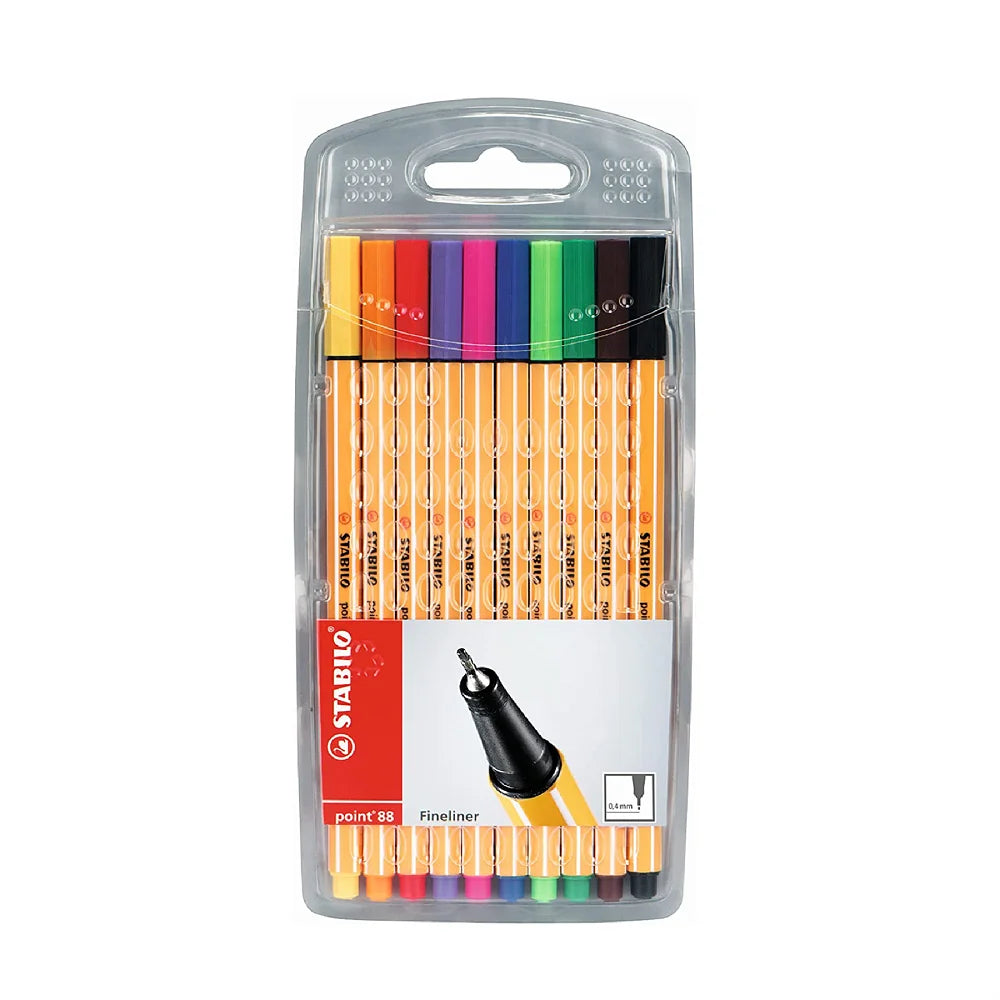 STABILO Point 88 Fineliners - 10 Assorted Colours
