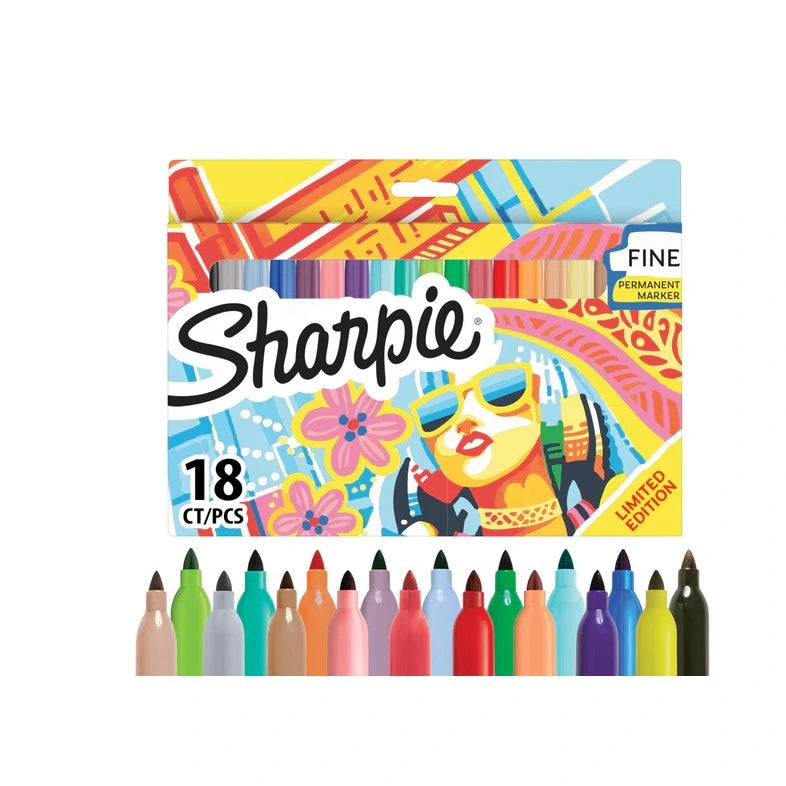 Sharpie Fine Permanent Markers - 18 Assorted Colours